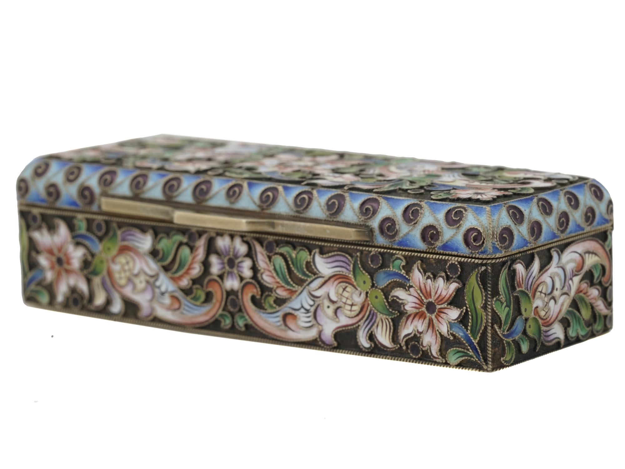 RUSSIAN SILVER AND ENAMEL CASKET PILL BOX PIC-1